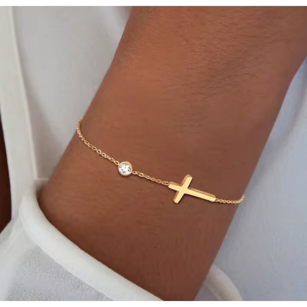 Cross Bracelet 14k Stainless Steel Tarnish Resistant Bracelet hypoallergenic 7in